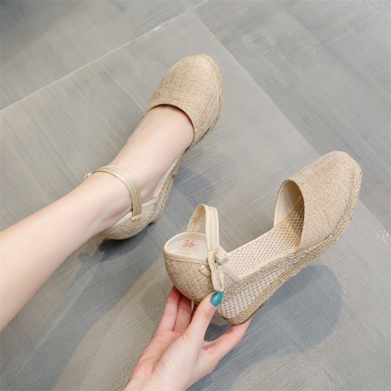 Sandali con Zeppa in Raffia - SLK