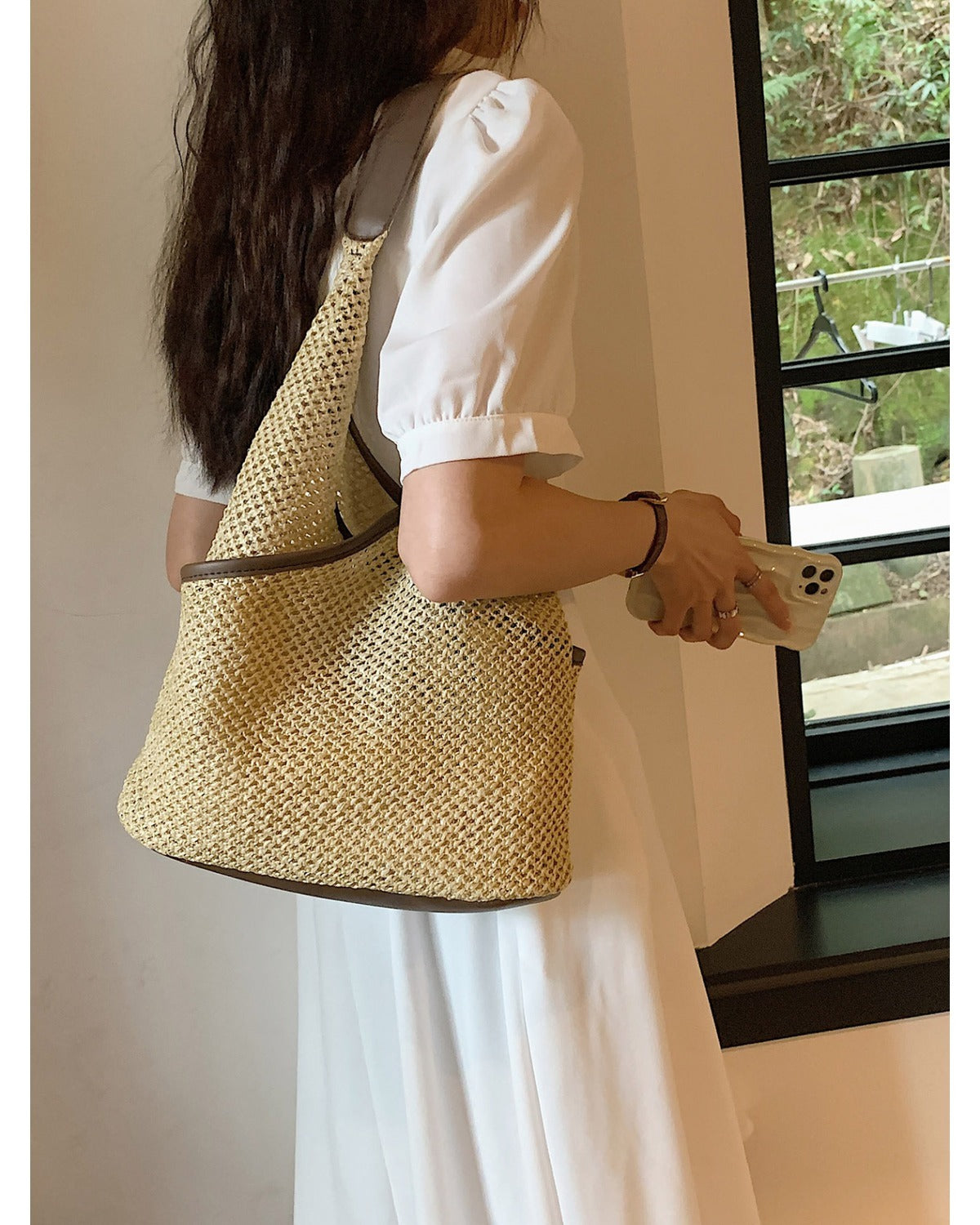 Borsa Tote Intrecciata Marrone