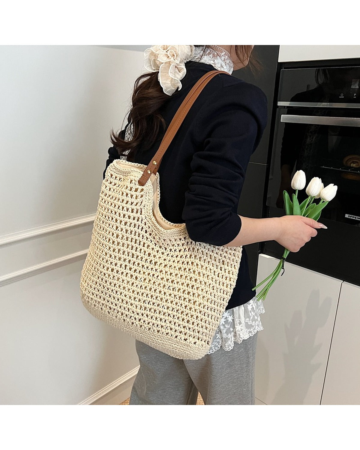 Borsa Tote Naturale in Due Colori - SLK