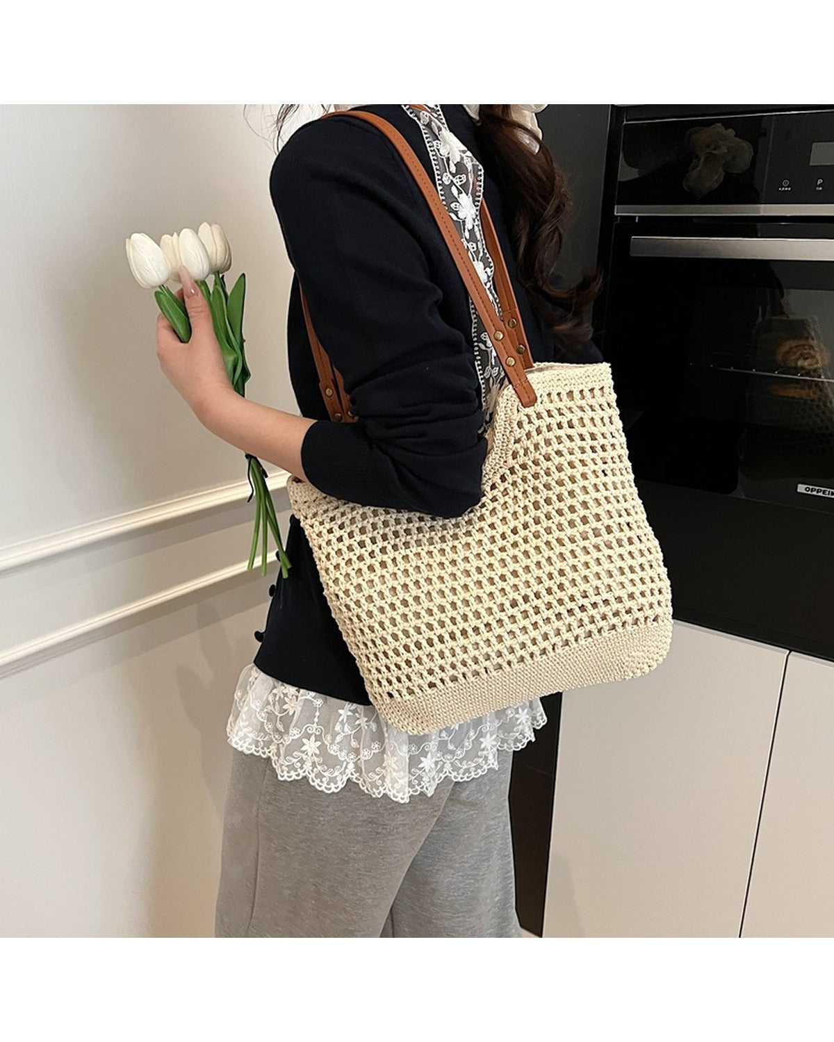 Borsa Tote Naturale in Due Colori - SLK