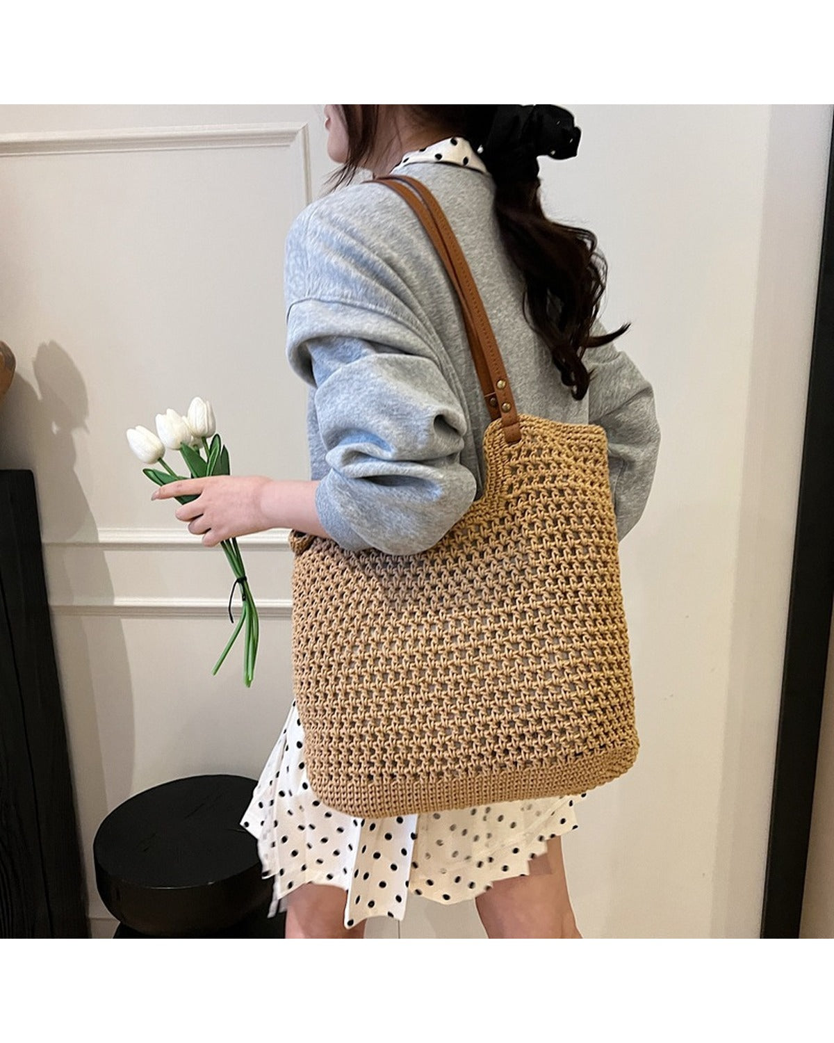 Borsa Tote Naturale in Due Colori - SLK