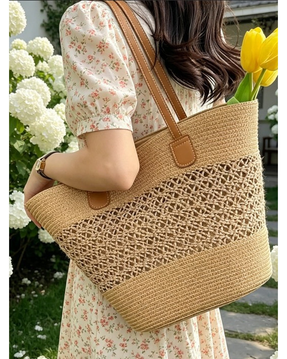 Borsa Tote Intrecciata Naturale