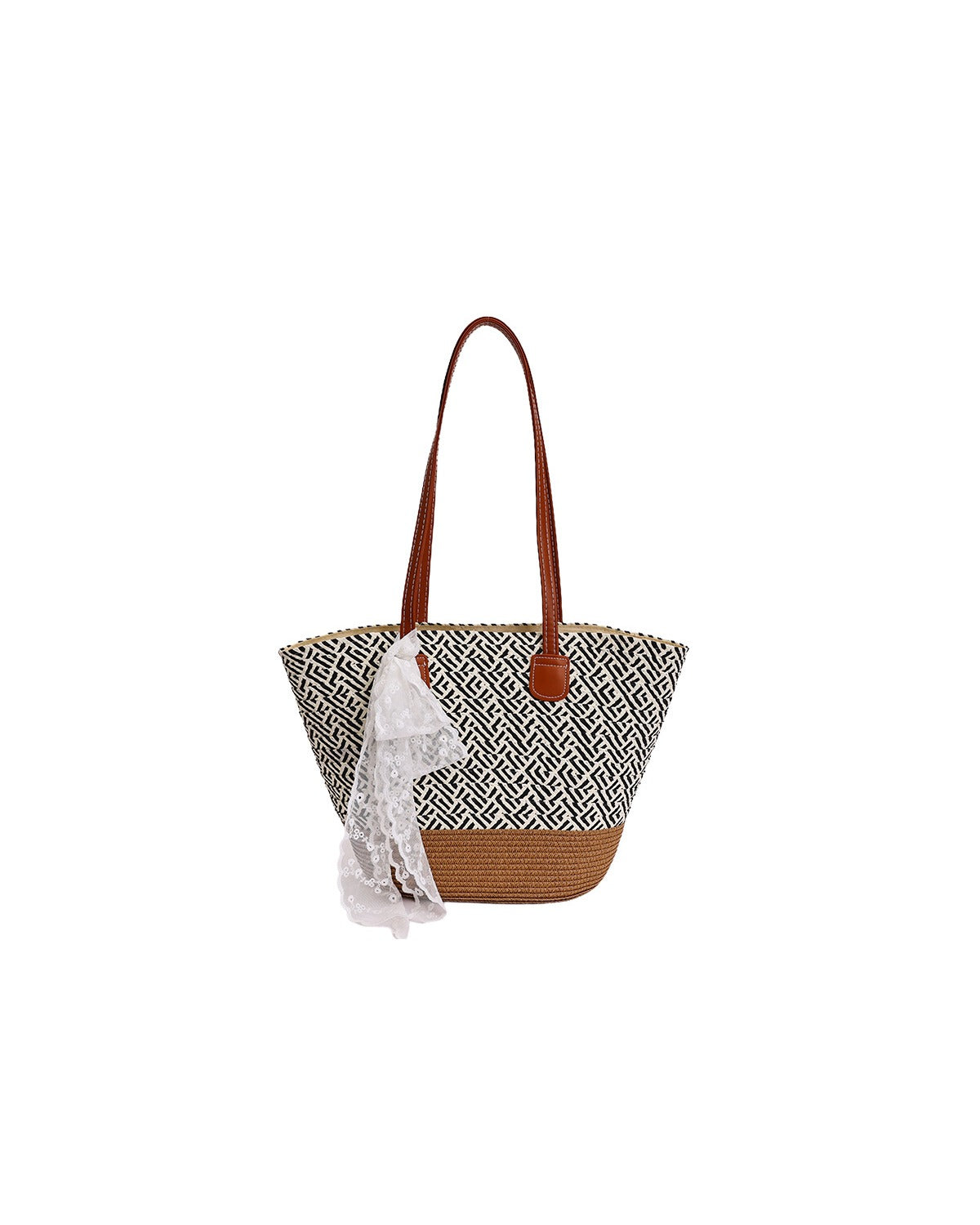Borsa Resort Intrecciata con Manici Marroni