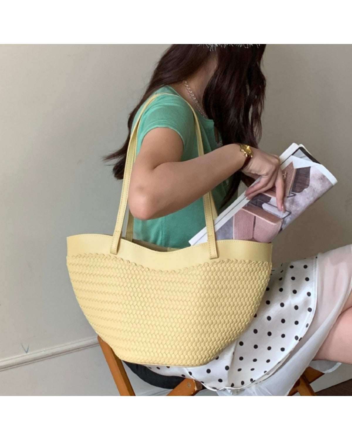 Borsa a Spalla Intrecciata Bianco Crema - SLK