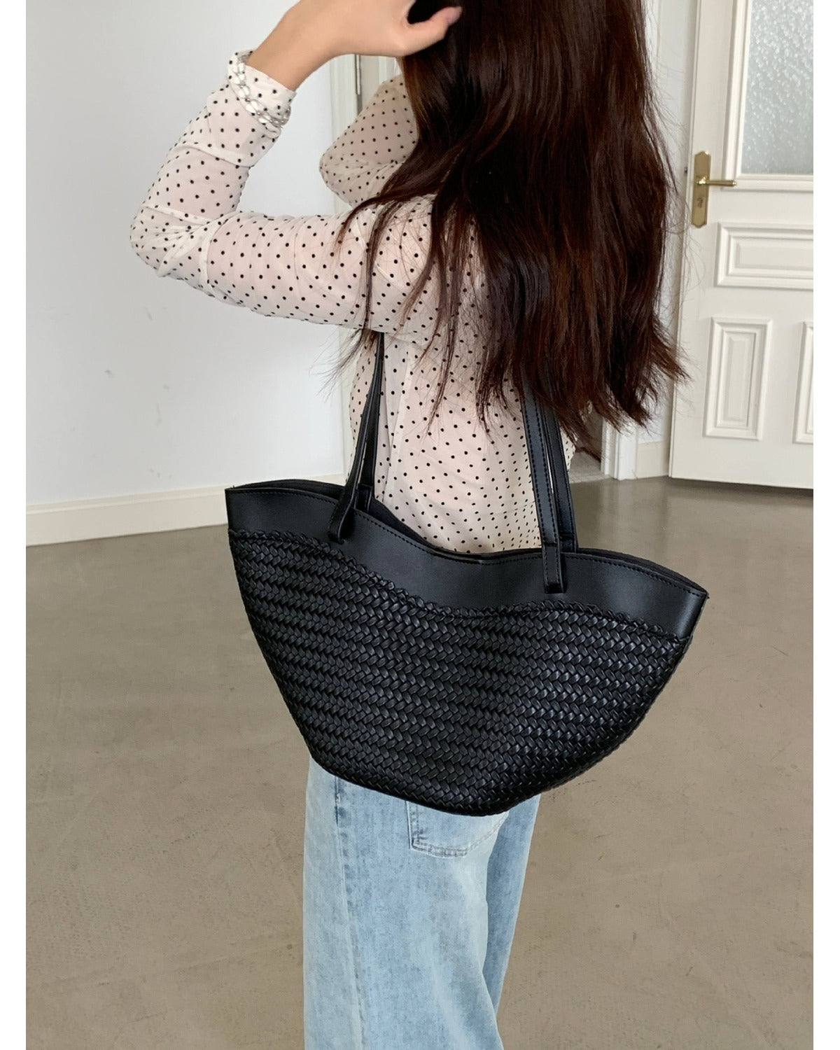Borsa a Spalla Intrecciata Bianco Crema - SLK