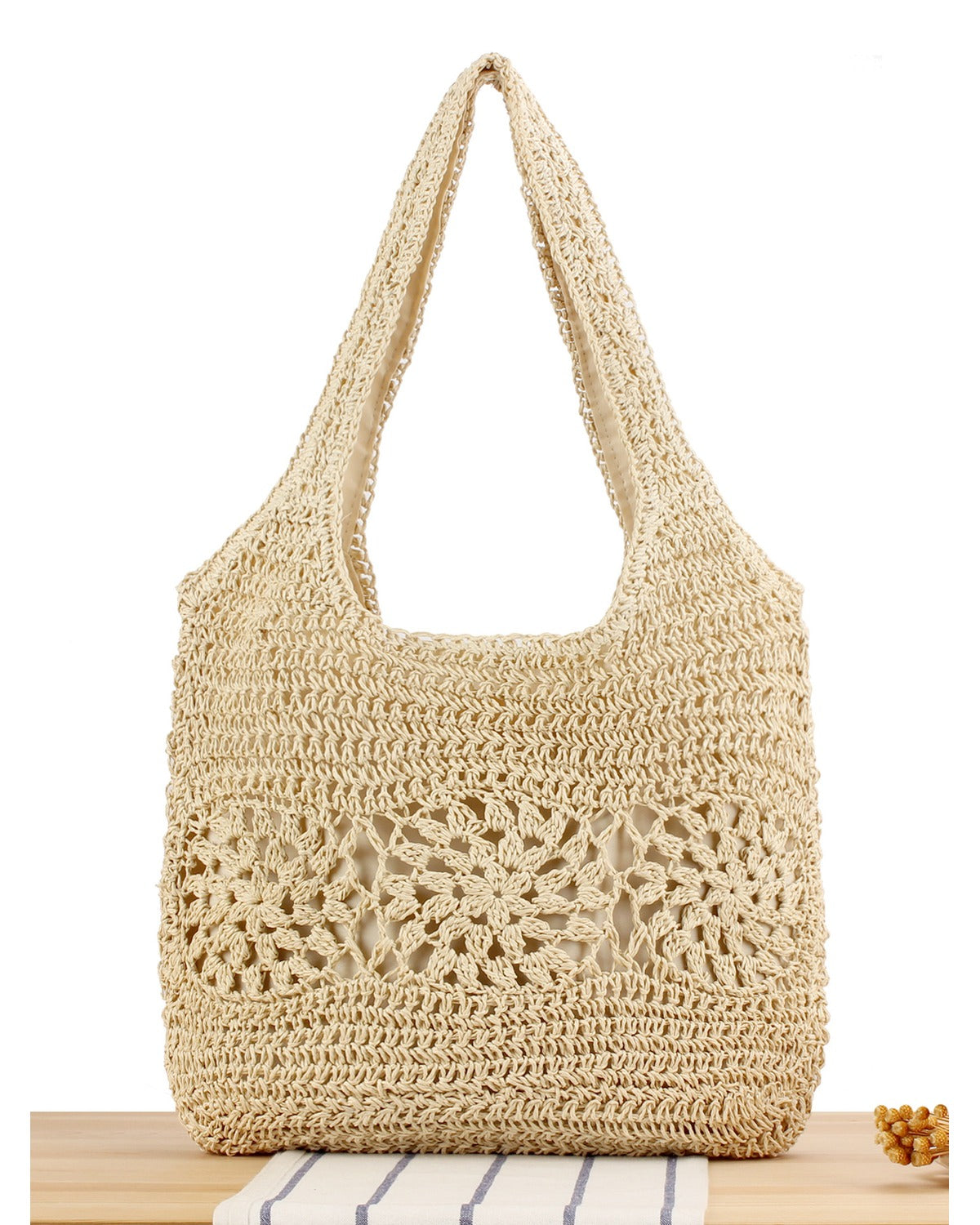 Borsa a Spalla Intrecciata Naturale