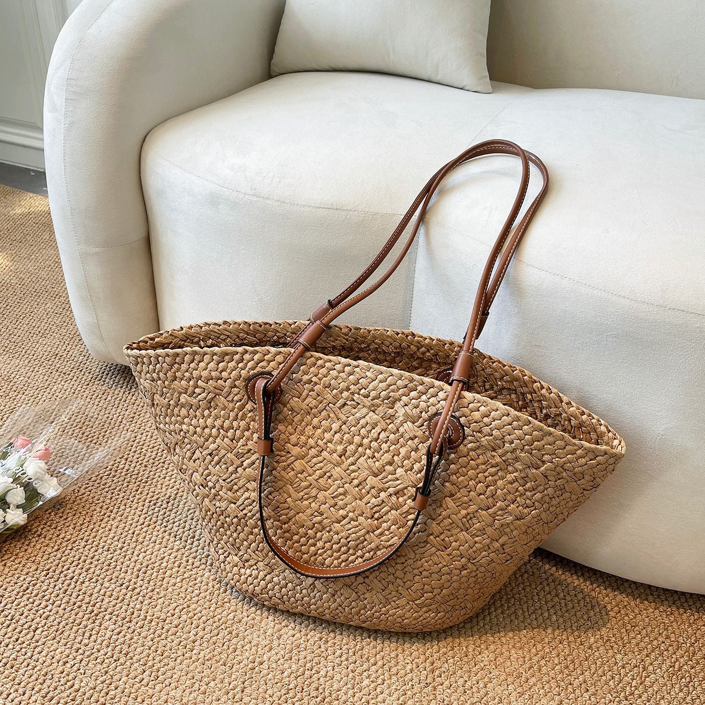 Borsa Tote Intrecciata in Raffia - SLK
