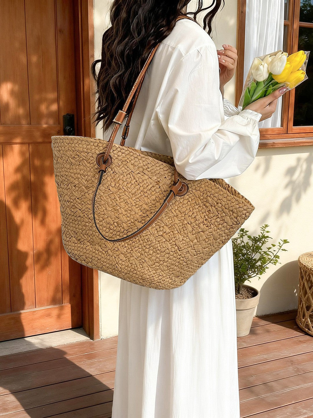 Borsa Tote Intrecciata in Raffia - SLK