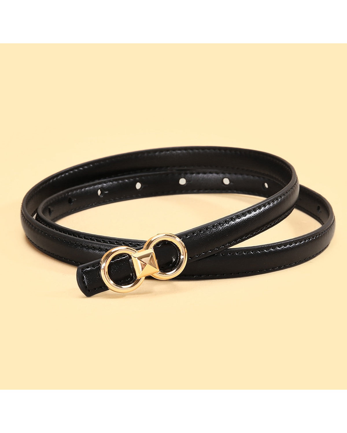 Cintura Sottile con Fibbia Doppia Dorata - SLK