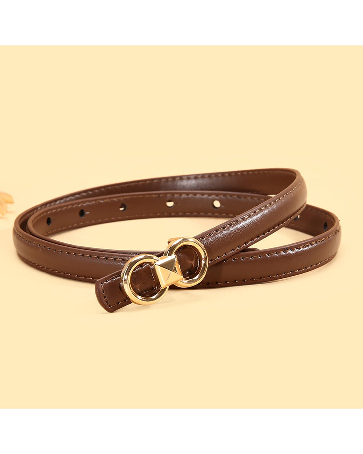 Cintura Sottile con Fibbia Doppia Dorata - SLK