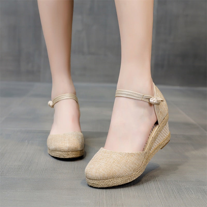 Sandali con Zeppa in Raffia - SLK