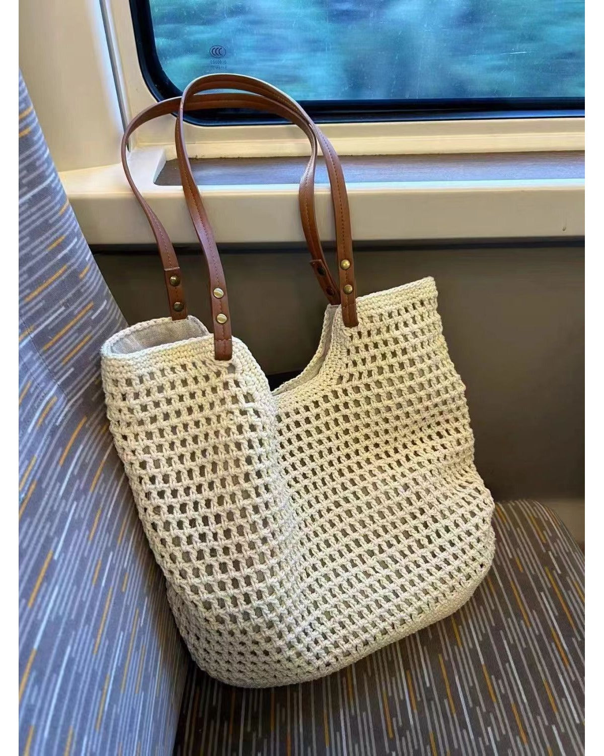 Borsa Tote Traforata in Cotone Intrecciato
