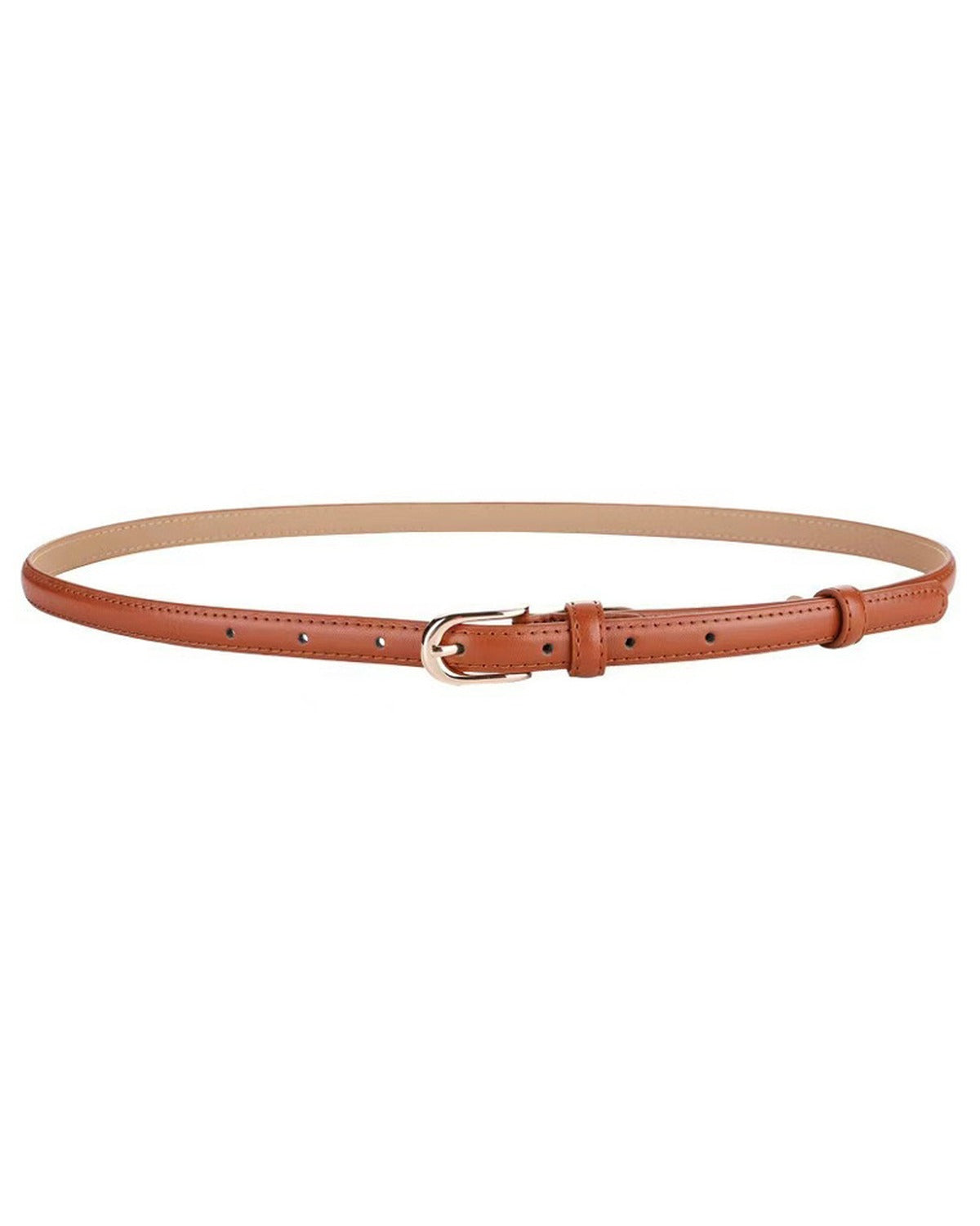 Cintura Sottile in Pelle con Fibbia Dorata - SLK