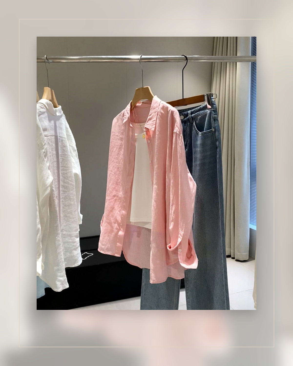 Camicia in Stile Lino Old Money - rosa