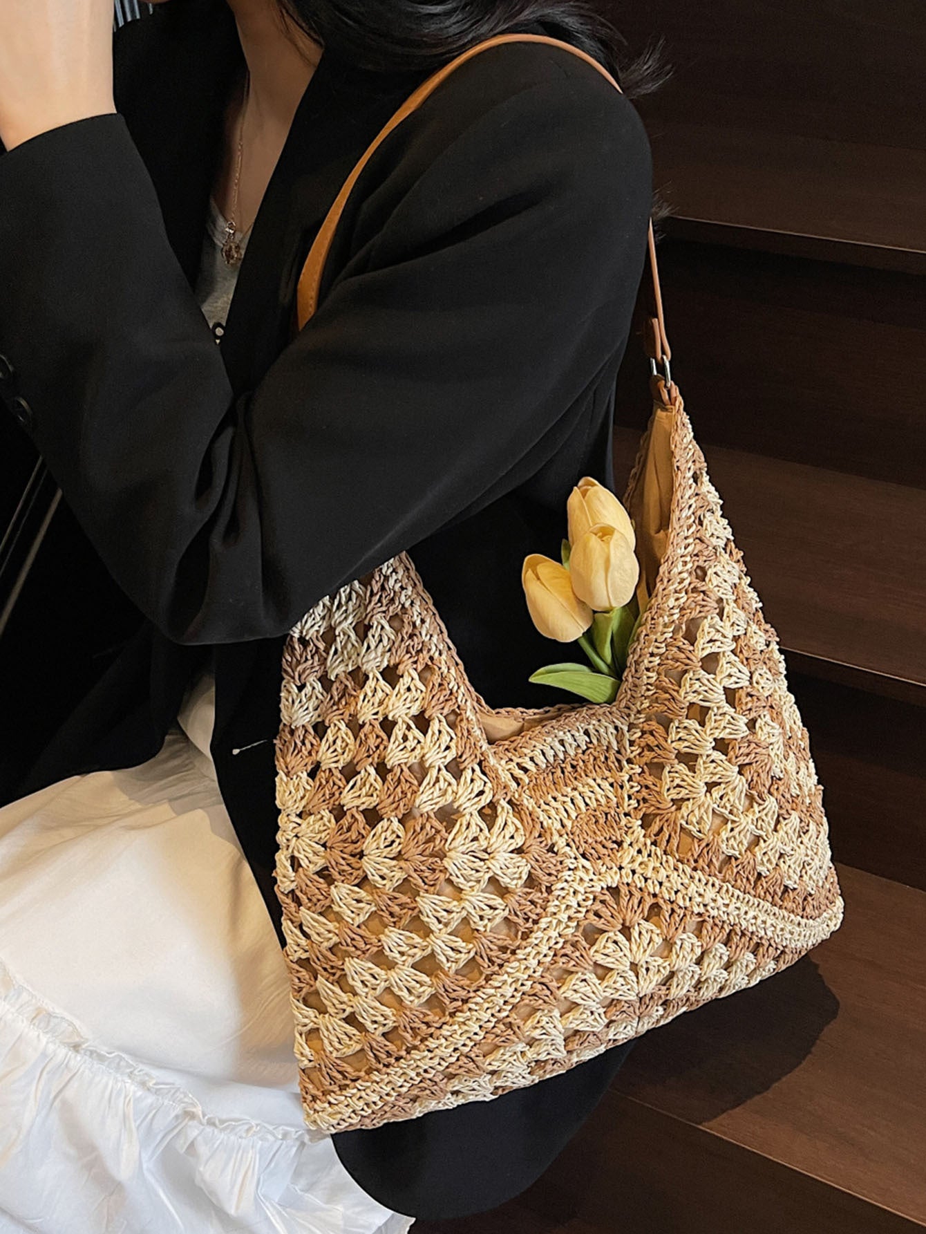 Borsa Tote Intrecciata in Raffia - SLK