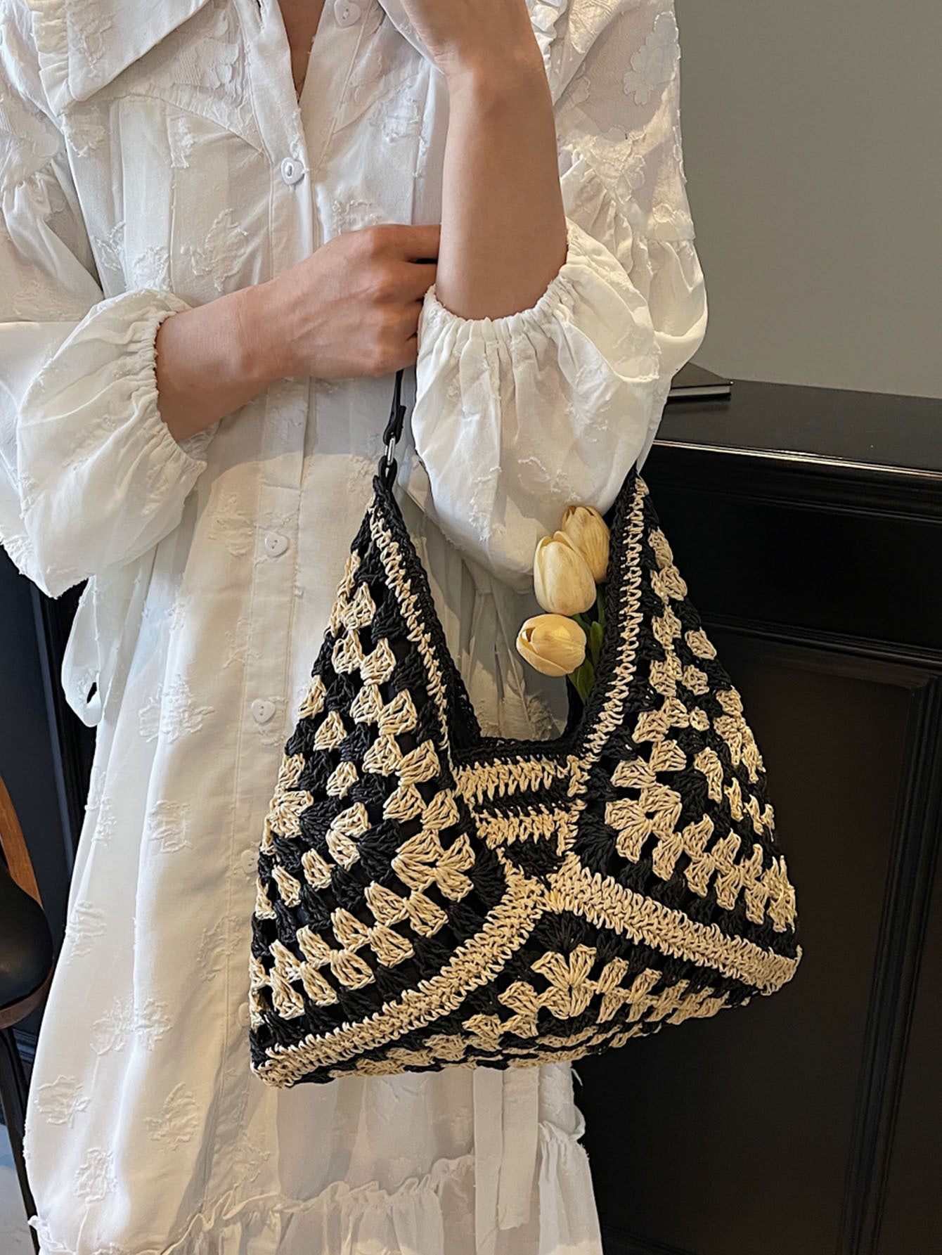 Borsa Tote Intrecciata in Raffia - SLK