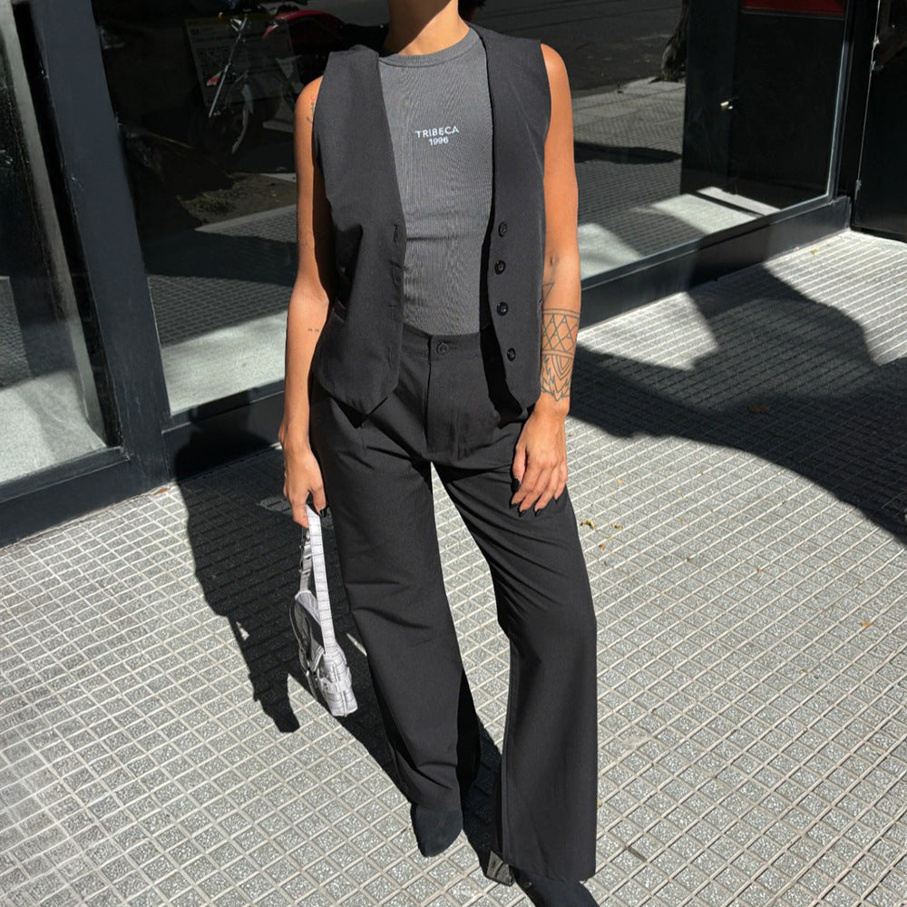 Completo Gilet con Pantaloni Palazzo