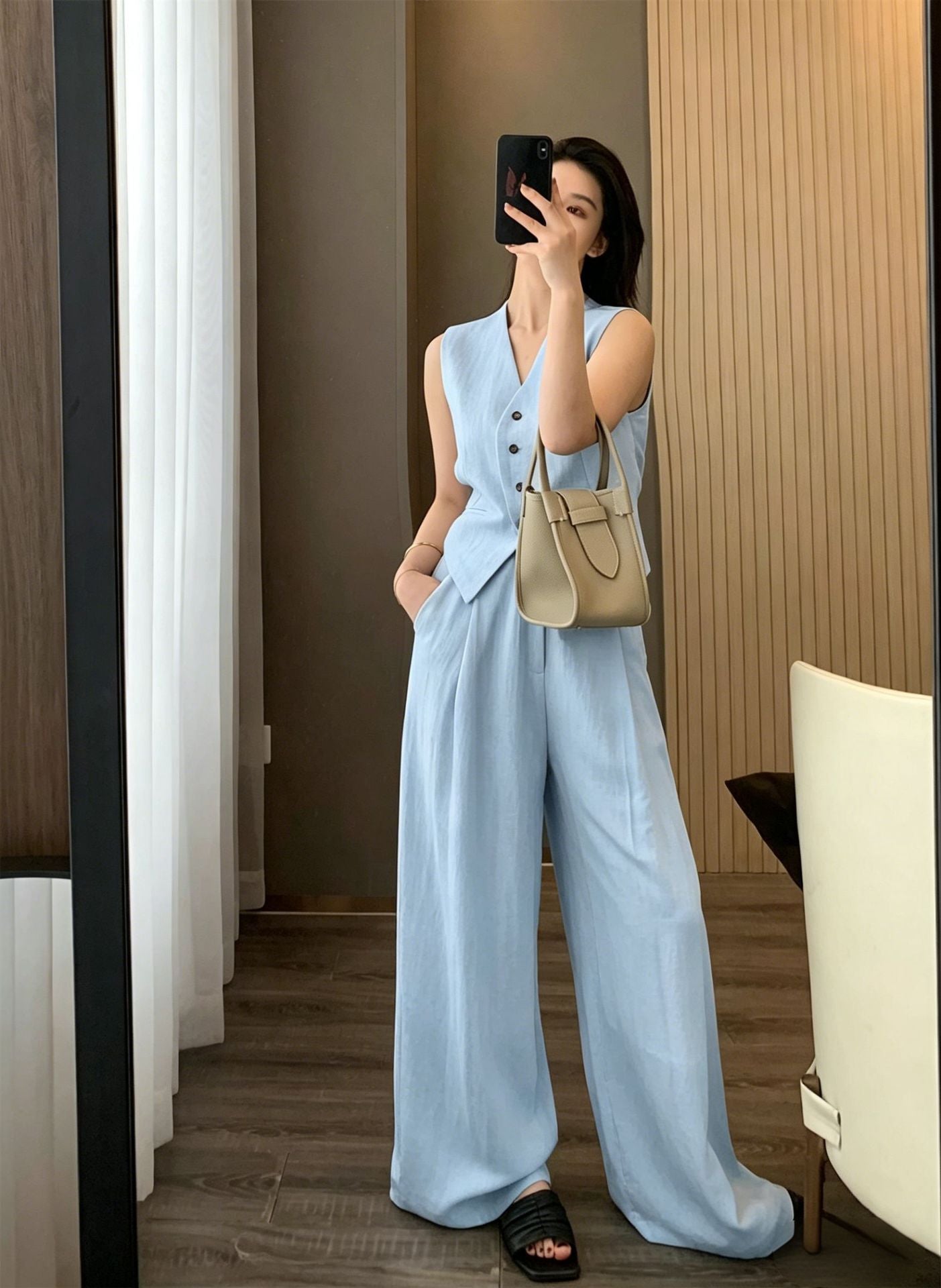 Completo gilet azzurro