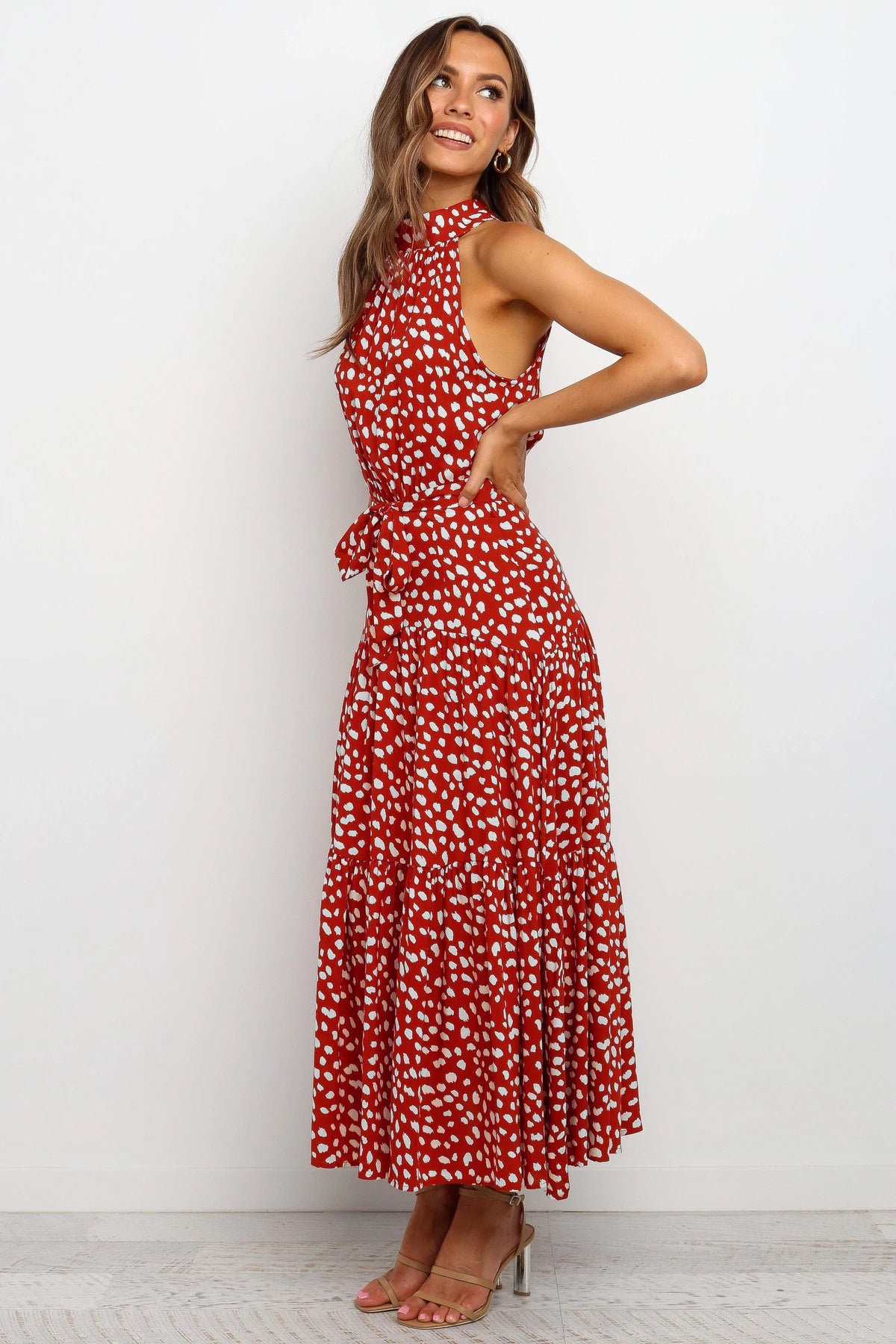 Abito Halter Floreale Estate - Rosso