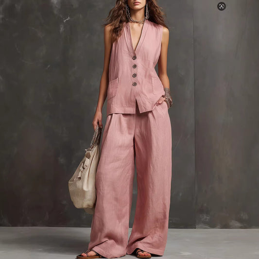Completo Gilet con Pantaloni Palazzo