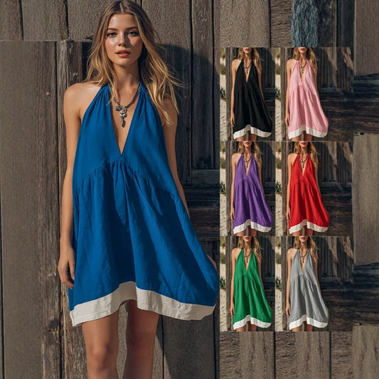 Abito halter blu mediterraneo