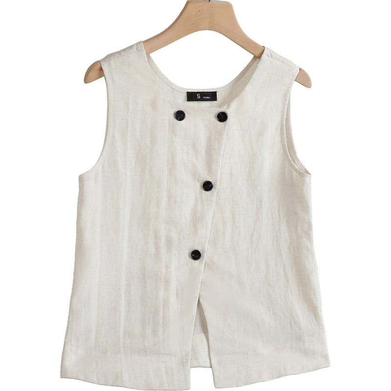 Completo Gilet Pulito e Pantaloni Ampi Avena - Beige lino