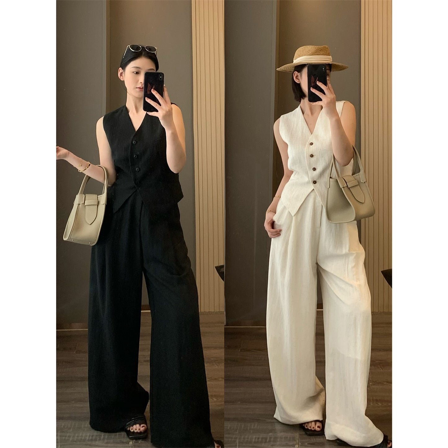 Completo Gilet con Pantaloni Palazzo