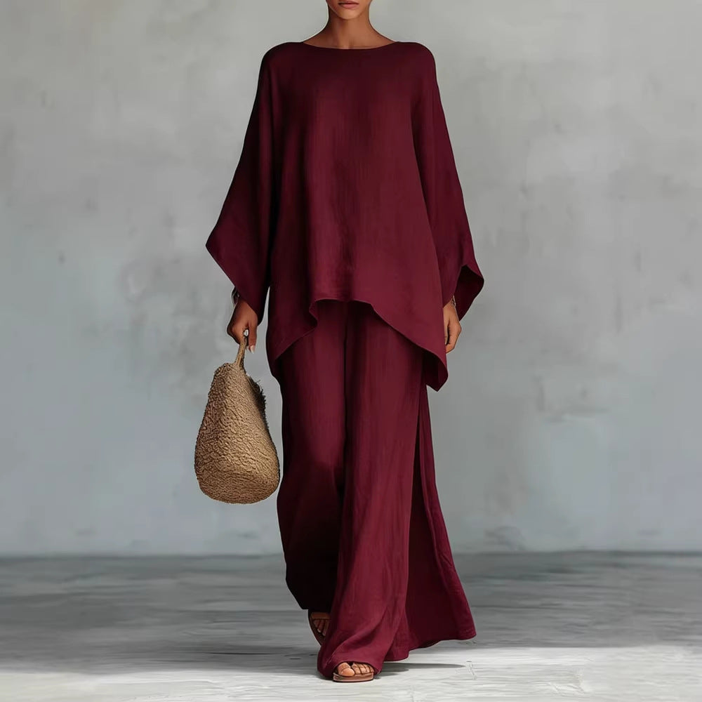 Completo relax in lino colore Bordeaux