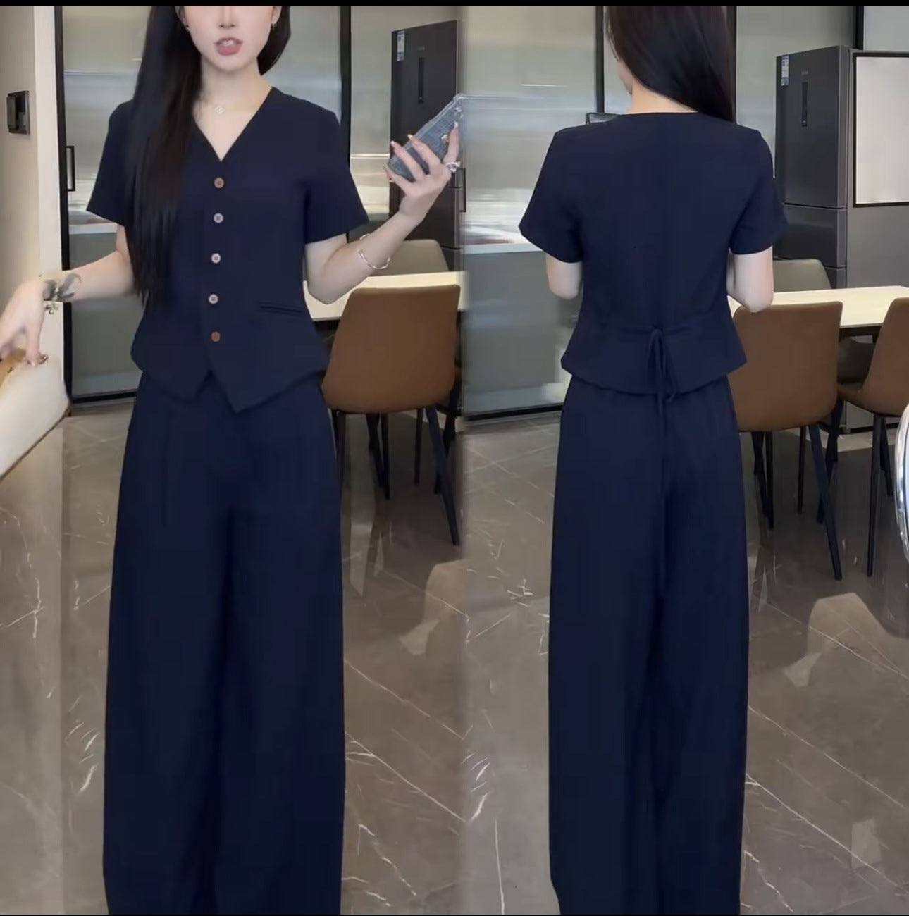 Completo manica corta blu navy