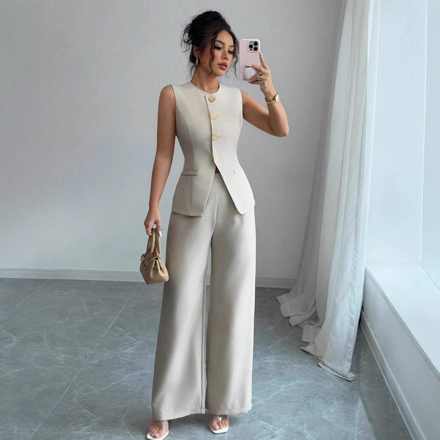 Completo Gilet con Pantaloni Palazzo