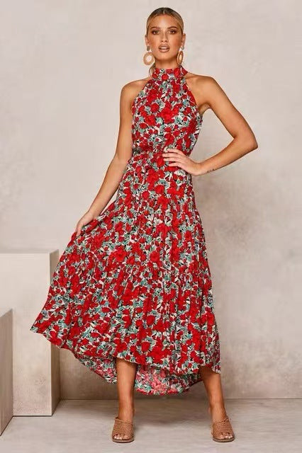 Abito Halter Floreale Estate - Fiore rosso