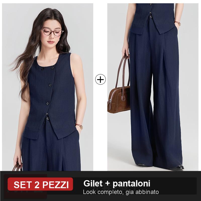 Completo Gilet Pulito e Pantaloni Ampi Avena