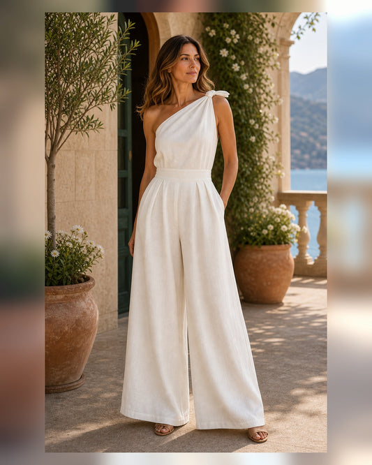 Tuta Palazzo Estiva - Bianco crema, look resort elegante