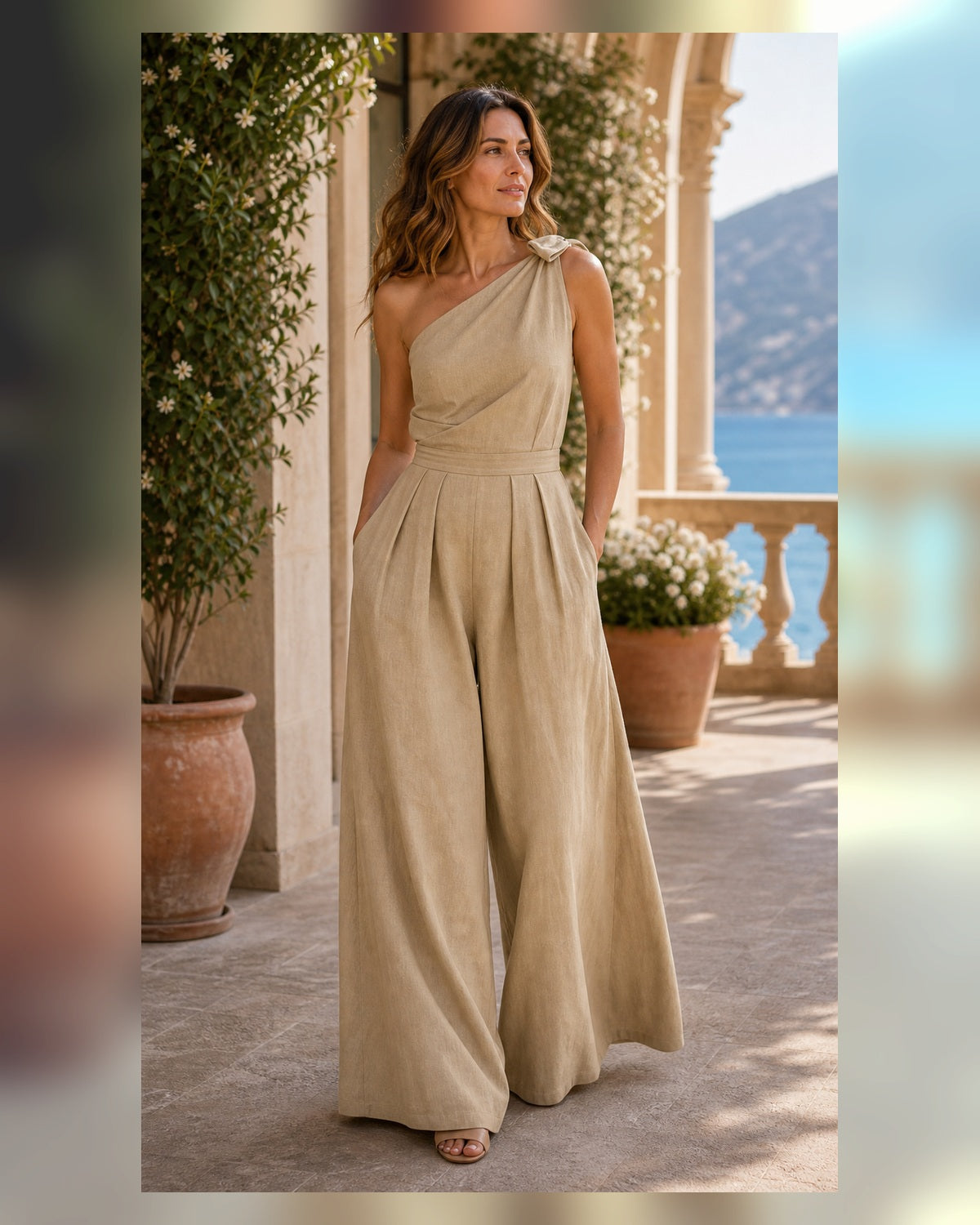 Tuta Palazzo Estiva - Khaki, look resort elegante