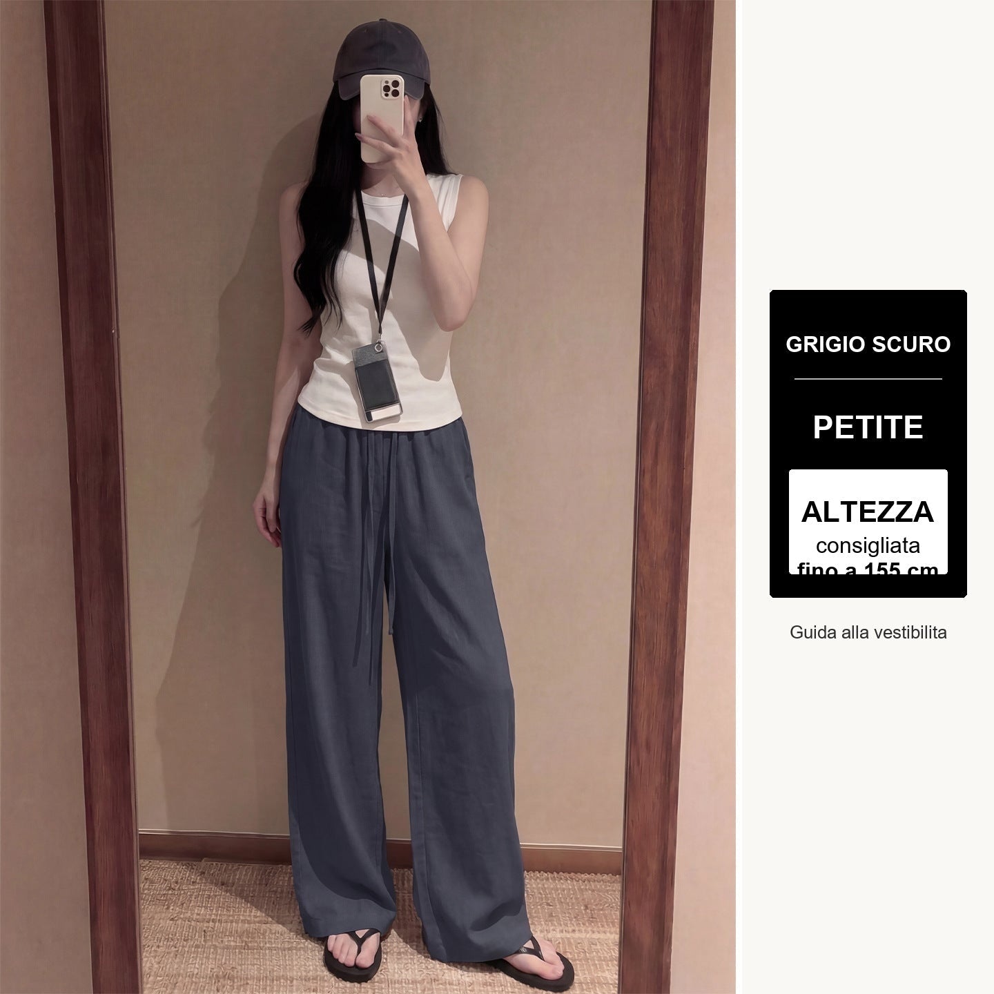 Pantaloni palazzo effetto lino - Grigio scuro - petite - guida altezza