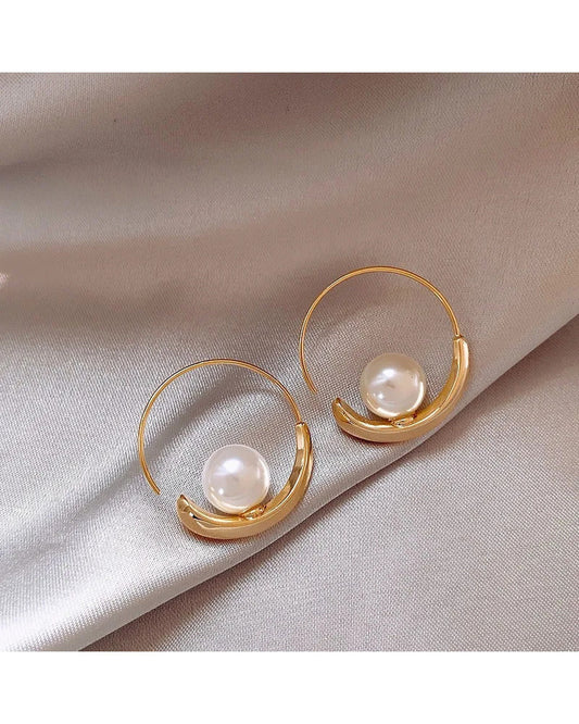 Orecchini Cerchio Dorato con Perla - immagine principale SLK